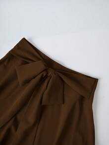 Franclia 女士优雅蝴蝶结拉链装饰A字裙 - 棕色 - 查看 4