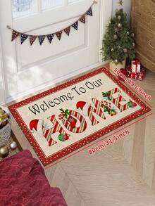 1件圣诞地毯，圣诞元素地毯，防滑节日门垫，柔软舒适，易于清洁，家居装饰，适用于卧室、客厅、餐厅、浴室入口 - 彩色 - 查看 3