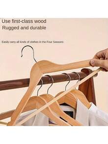 5/10个装木质衣架，防滑外套衣架，加厚浴袍衣架，适用于衣柜，多功能节省空间衣架，裤架，衣架，适用于衬衫、夹克、连衣裙、裤子，返校季、感恩节、万圣节、圣诞节和其他节日礼物 - 彩色 - 查看 3