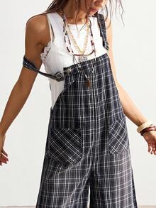 Bohemela Bộ đồ liền thân không tay kẻ sọc rộng rãi thoải mái dành cho nữ - Xám - Xem 3