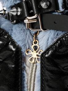 ROMWE Grunge Punk Fashionable Y2K Plush Rabbit & Cross Backpack - Grey - View 6