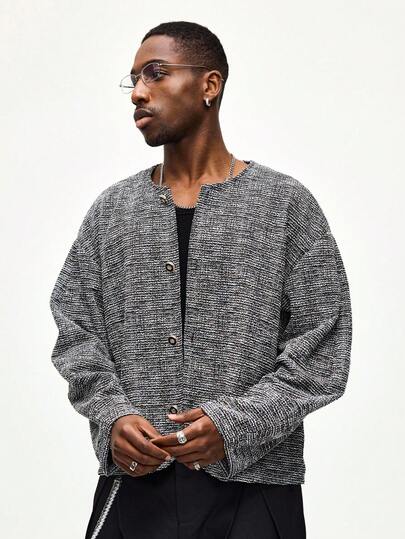 Street Life Men's Wool Blend Casual Cocoon Long Sleeve Jacket