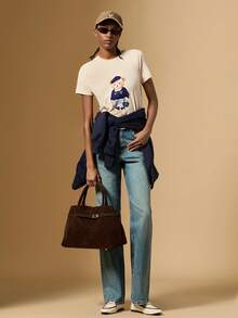 Briarwyn 女士休闲小熊图案短袖T恤，图案T恤，女士夏季款，复古风格，新年款 - 杏色 - 查看 4