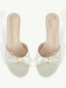 CUCCOO CHICEST Giày sandal đế mỏng đính nơ thời trang dành cho nữ, thích hợp để mang hàng ngày - Màu be - Xem 10