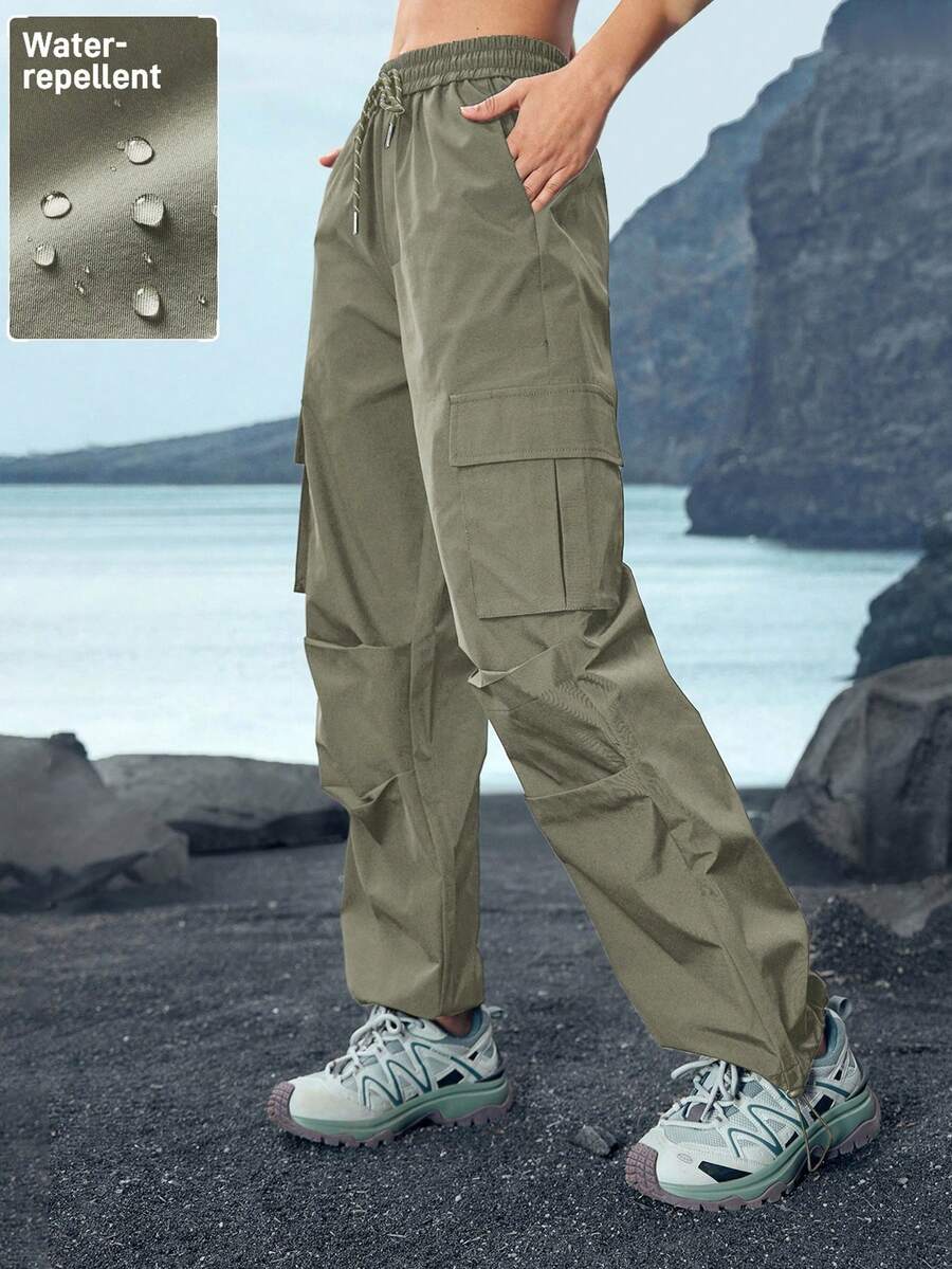 In My Nature Pantalones cargo casuales y a prueba de agua con cordón para mujer - Verde - Ver 1