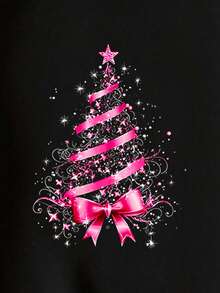 DrmWander Sudadera holgada de cuello redondo de manga larga con estampado de árbol de Navidad para mujer de talla grande - Negro - Ver 4