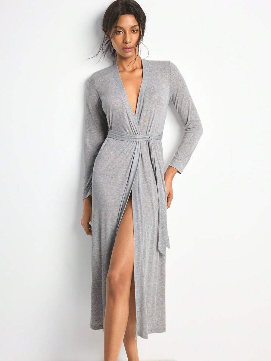 Ocili 柔软舒适的休闲宽松女士家居服睡袍 - 灰色 - 查看 1