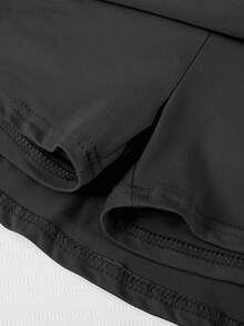 女童休闲百搭运动芭蕾舞紧身裤裙 - 黑色 - 查看 4