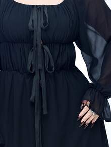 Coolane Vestido mini con mangas abullonadas para fiestas, festivales, salidas y eventos de estilo renacentista - Negro - Ver 5