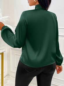 SOLERSUN Glossy And Elegant Apricot Colored Shirt For Women's Commuting, Casual Business, Christmas - Dark Green - View 2