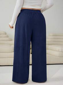 Solflare Quần ống rộng màu xanh navy cỡ lớn dành cho nữ - Màu xanh hải quân - Xem 2