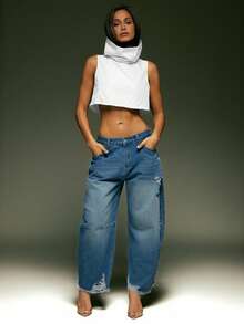 Denimoi 露脐无袖夸张领口上衣 - 白色 - 查看 4