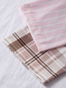 2件套女童爱心、格子和条纹印花长袖上衣和裤子睡衣套装 - 彩色 - 查看 5