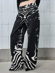 ROMWE J-Fashion 复古宽松直筒牛仔裤，斑马纹渐变印花，涩谷女孩设计，男女皆宜 - 彩色 - 查看 6