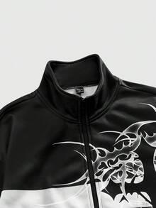 ROMWE MEN Street Life Sudadera con estampado gráfico para hombre, sudadera de manga larga de moda - Negro - Ver 4