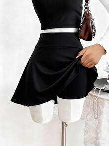 女童休闲百搭运动芭蕾舞紧身裤裙 - 黑色 - 查看 3