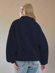 INAWLY sweat-shirt à capuche ample à manches longues avec imprimé lettres New York, col à fermeture éclair, style décontracté pour femmes