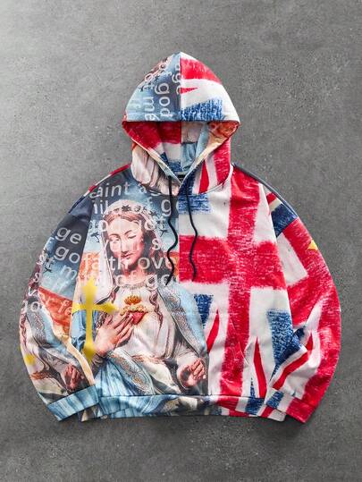 Street Life Sudadera con capucha con estampado digital de figura para hombre