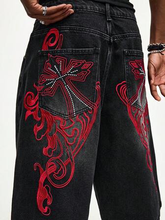 Street Life Pantalones cortos vaqueros de pierna ancha con bolsillos, de corte holgado y casual para hombre