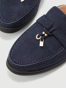 CUCCOO BIZCHIC Sandal Selop Datar Wanita, Sepatu Mules Kasual Minimalis Warna Polos untuk Musim Semi - Navy Blue - View 4