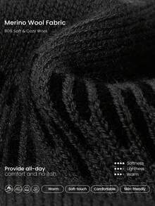 GLOWMODE Băng đô dệt kim Jacquard rộng 80% len Merino ấm áp mềm mại thích hợp mặc ngoài trời hàng ngày vào mùa thu đông - màu đen - Xem 6