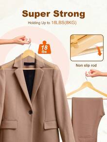 5/10个装木质衣架，防滑外套衣架，加厚浴袍衣架，适用于衣柜，多功能节省空间衣架，裤架，衣架，适用于衬衫、夹克、连衣裙、裤子，返校季、感恩节、万圣节、圣诞节和其他节日礼物 - 彩色 - 查看 8