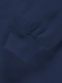 青少年男童休闲简约纽约字母印花加厚卫衣，适合秋季穿着 - 藏蓝色 - 查看 5