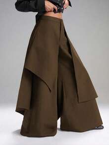 SHEIN EZwear 大码女式巧克力棕色长裤，秋冬季 - 巧克力棕 - 查看 6