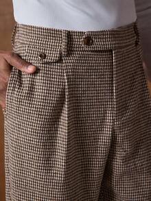 AKNOTIC Men's Khaki Casual Retro Fashion Suit Pants Pleated Trousers Men Sumwon Pants High Waisted Pants Men Checkered Shorts Men Plaid Pants - Khaki - View 1