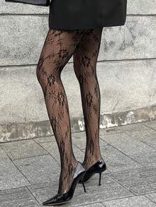 DAZY Women's Sheer Sexy Black Lace Leggings Y2k - Black - View 4