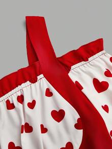 Sweetra Plus Size Ruffle Off Shoulder Strap Dress, Drawstring Waist Contrast Color Patchwork Pleated Long Sleeve A-Line Dress, Suitable For Valentine's Day Date, Home Or Street Wear - Multicolor - View 7