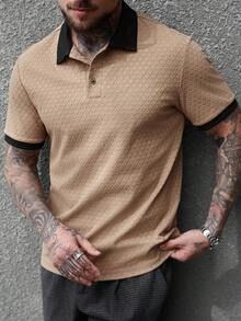 Manfinity CasualCool Polo a maniche corte casual da uomo con bordi a contrasto, estiva