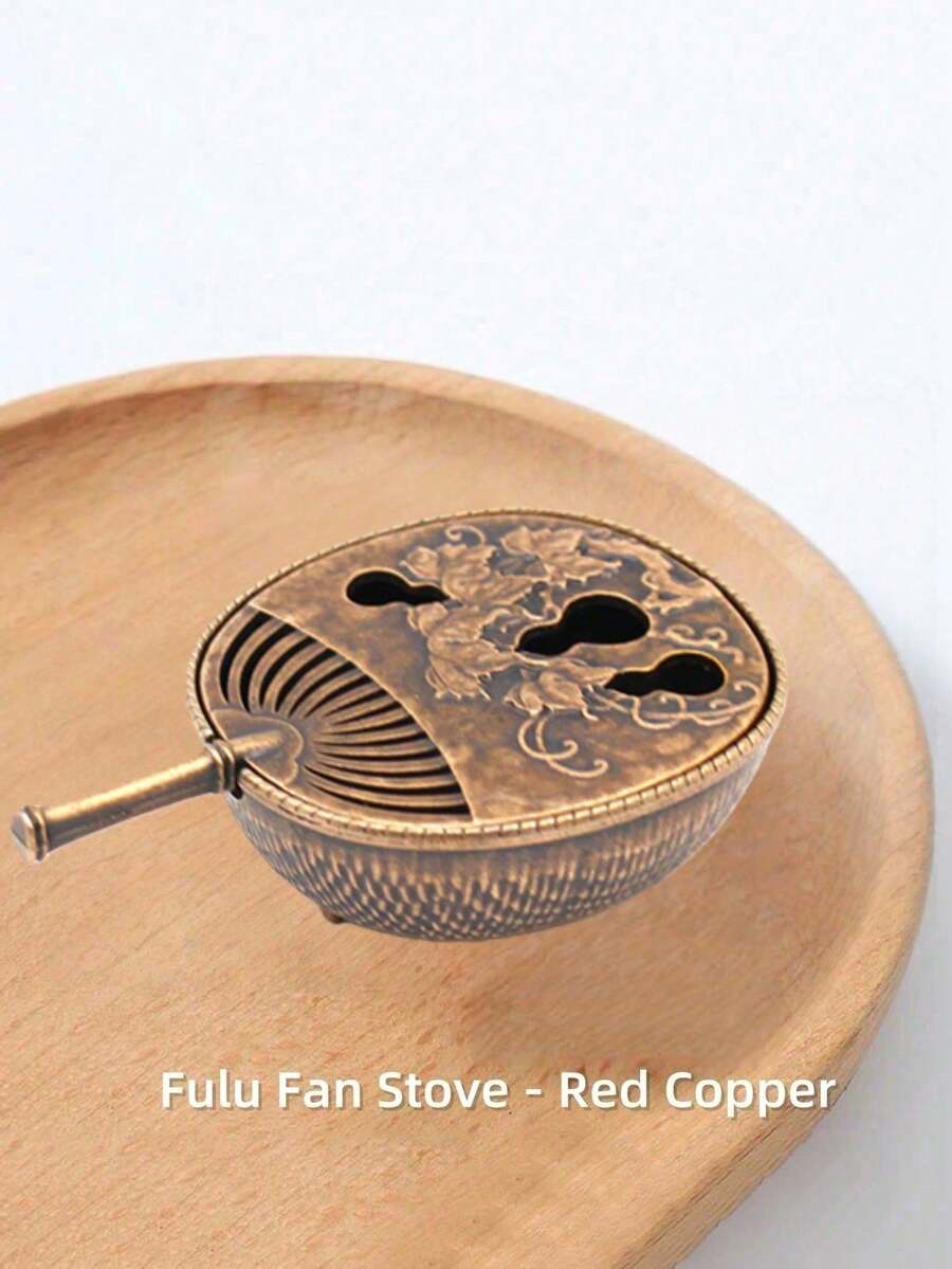 1 ấm trà mini, lư hương, lư hương thơm, lư hương gỗ đàn hương cổ điển - Màu đồng - Xem 1