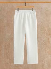 HIMLAND Men's Half-Zip Black Short Sleeve Shirt And White Pocket Casual Pants Set - Multicolor - View 7