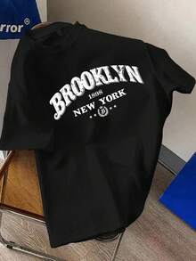 Manfinity Joysei 宽松落肩圆领休闲针织短袖T恤，夏季 - 黑色 - 查看 1