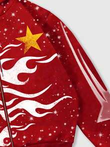 ROMWE MEN Street Life sweat-shirt à capuche décontracté à imprimé figuratif pour hommes, automne/hiver - Rouge - Voir 5