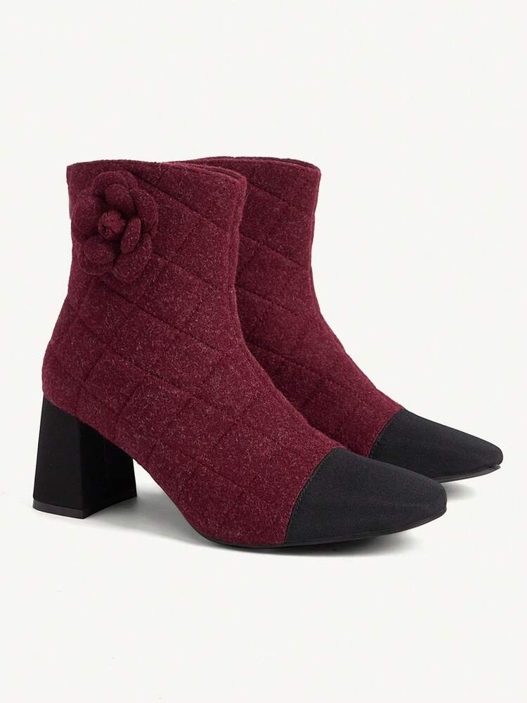 CUCCOO CHICEST Women's Fashionable & Elegant Commuting Ankle Boots With 3D Floral Decor For Christmas