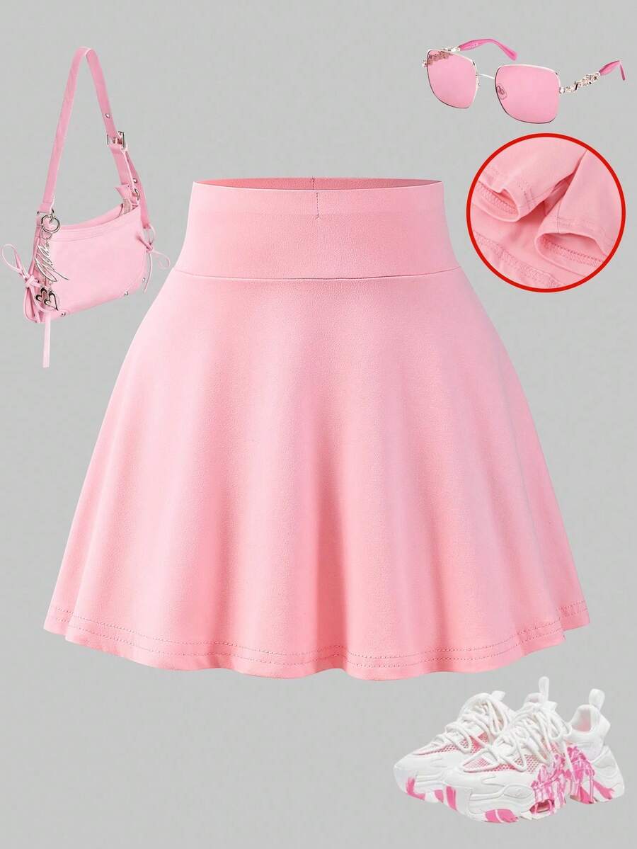 Sparklyn Girls' Casual Versatile Sports & Ballet Dance Leggings Skirt Fall Winter - Pink - View 1