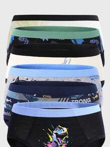 Tween Boys Briefs-Briefs Dinosaur Print Assorted Colors Comfortable Elastic Waistband Soft Stretch Everyday Underwear Random Pack Six Seasonal Four Seasons Holiday 2026 Must Have Gift Active Play School Vacation Playful Graphic Modern Durable