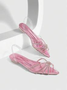 CUCCOO SZL Women's Fashionable & Elegant Rhinestone Embellished Flat Sandals For Christmas