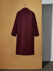 Maija Manteau long bordeaux pour femmes, coupe ample, chaud et doux, style business décontracté pour le bureau, élégant discret, veste urbaine moderne pour le trajet quotidien et le streetwear d'automne/hiver - Rouge foncé - Voir 9