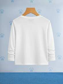 SHEIN | PAW Patrol Young Boy Cute Cartoon Dog Print Crew Neck Long Sleeve Knit T-Shirt