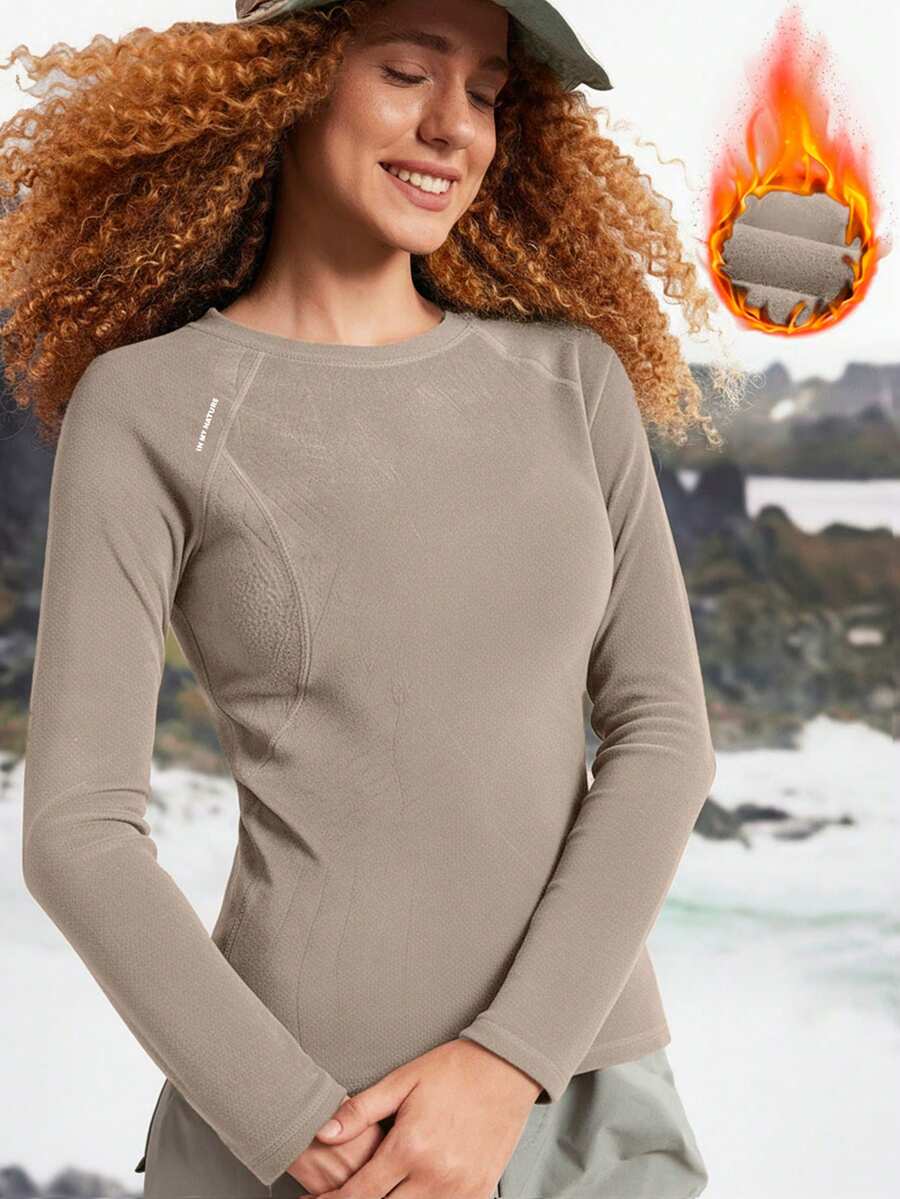 In My Nature 女士保暖圆领户外抓绒T恤，秋冬季