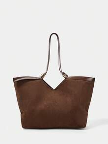 SHECARRY FASHIONABLE VERSATILE CASUAL LARGE CAPACITY WOMEN HANDBAG - Coffee - View 4