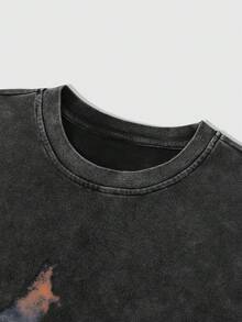 ROMWE MEN Street Life 男士标语和人物印花休闲无袖背心 - 黑色 - 查看 3