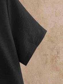 HIMLAND Men's Half-Zip Black Short Sleeve Shirt And White Pocket Casual Pants Set - Multicolor - View 8