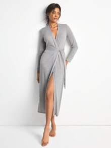 Ocili 柔软舒适的休闲宽松女士家居服睡袍 - 灰色 - 查看 6