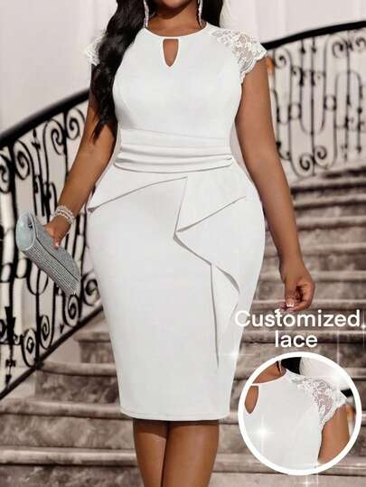 SHEIN Lady Plus Size Elegant Party Lace Patchwork Fitted Dress  Winter Dress   New Year Dress  White Outfit For New Year's Eve White Dress Réveillon Elegant Party Dresses Elegant Dresses For Women Elegant Party Dresses Elegant Dress For Women  Elegant Dress Women Summer Dress Valentines Day Dress Elegant Dresses For Party Summer Dresses For Women Long Summer Dress For Women  Summer Clothes Valentine Clothes  Valentine's Day Valentine Outfits For Women Spring & Summer Clothing Valentine's Day Wedding Guest Dress For Women White Elegant Dress Curve White Bodycon Dress White Dress Plus Size Elegant White Lace Sleeve Dress White Midi Dress