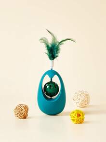 PETSIN 1pc Feather Tumbler Meow Heart Treasure Scratch Resistant Pear Shaped Catnip Ball Cat Soothing Toy - Multicolor - View 7