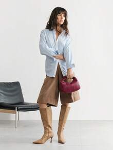 SHECARRY 女士手提包，PU皮革材质，商务/通勤/工作/办公室休闲风格，复古奢华，低调奢华，时尚针织手提包，编织手提包，适合教师、护士等场合。 - 編織紋灑紅 - 查看 6